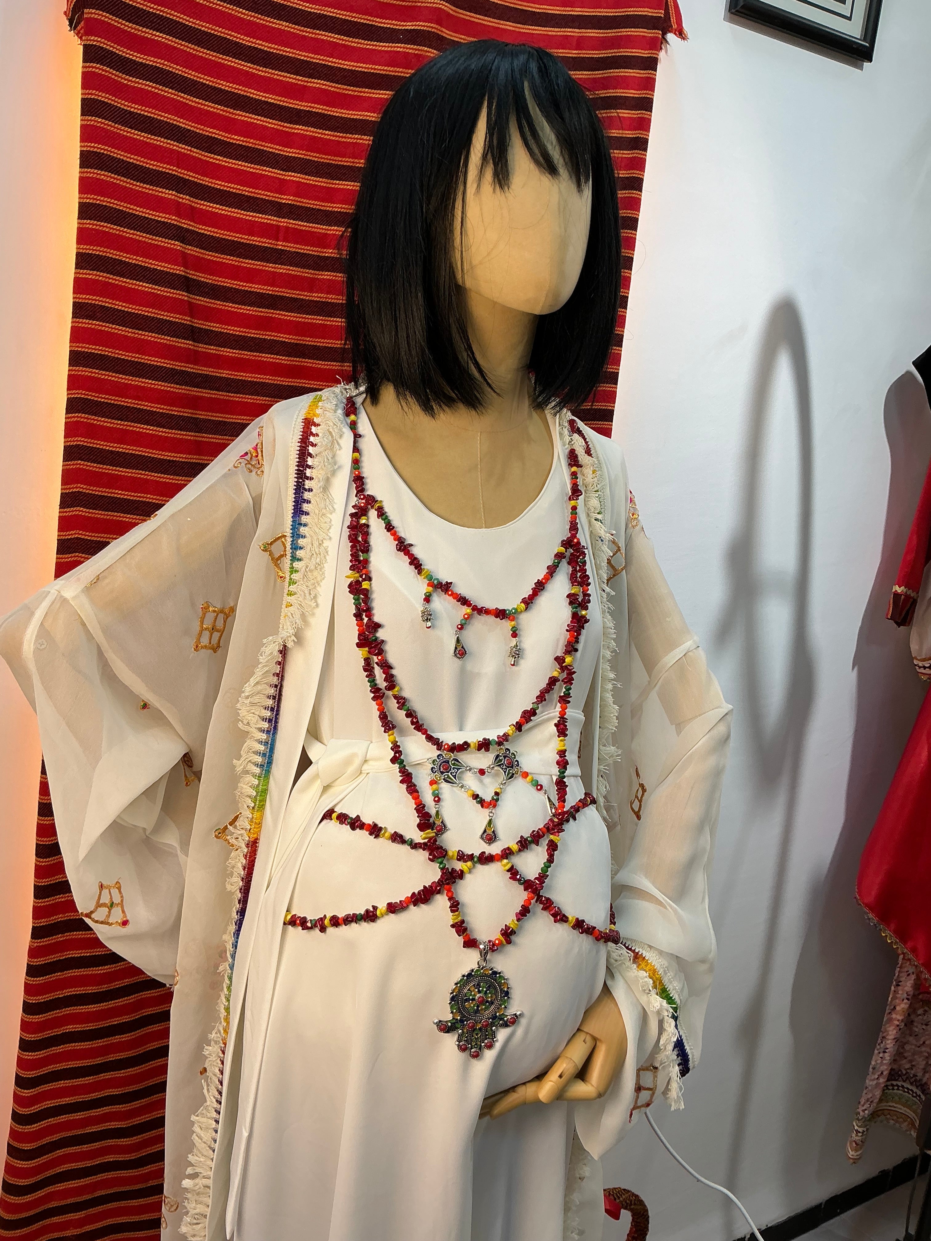 Ensemble deux pièces robe et kimono avec accessoires